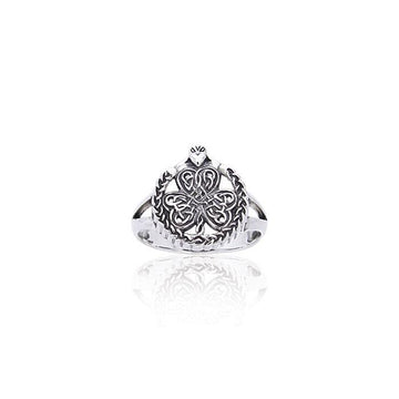 Shamrock Celtic Knot Claddagh Sterling Silver Ring TRI538 - Jewelry